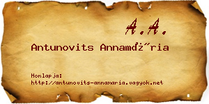Antunovits Annamária névjegykártya